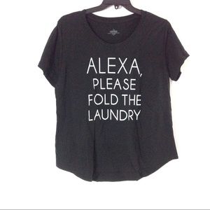 New Alexa Please Fold the Laundry Tee Sz 1X Black